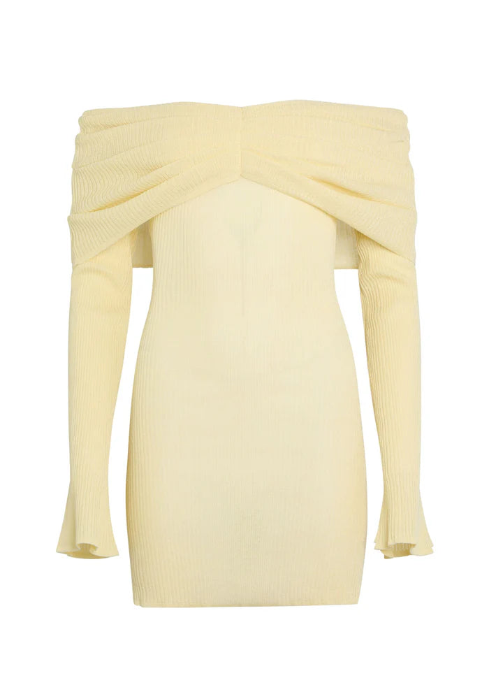 Zen Knit Mini Dress - Yellow Pastel Yellow / S Zen Knit Mini Dress - Yellow Pastel Yellow / S